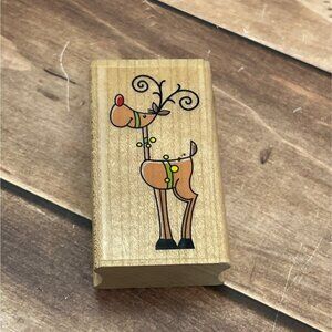 INKADINKADO 96112-L RUDOLPH THE RED NOSED REINDEER WOOD MOUNTED RUBBER STAMP